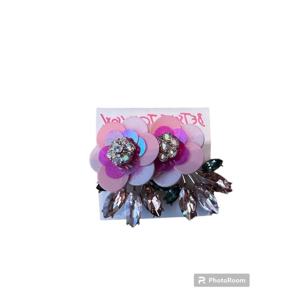Betsy Johnson Women's Multicolor Crystal Flower Secure Lock Back Stud Earrings